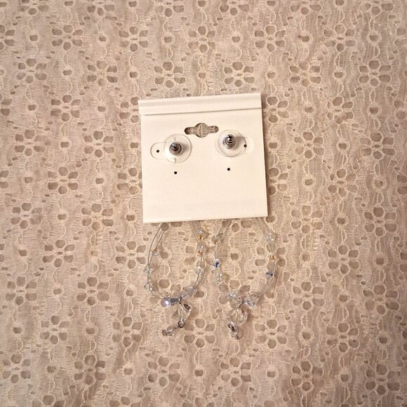 NEW Genuine Clear Austrian Crystal Handcrafted Drop Dangle Earrings  Jewelry - Picture 9 of 9